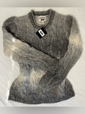 Joseph Abboud Cable Knit Sweater L Unisex Ombre Alpaca Wool Blend Chunky Cozy